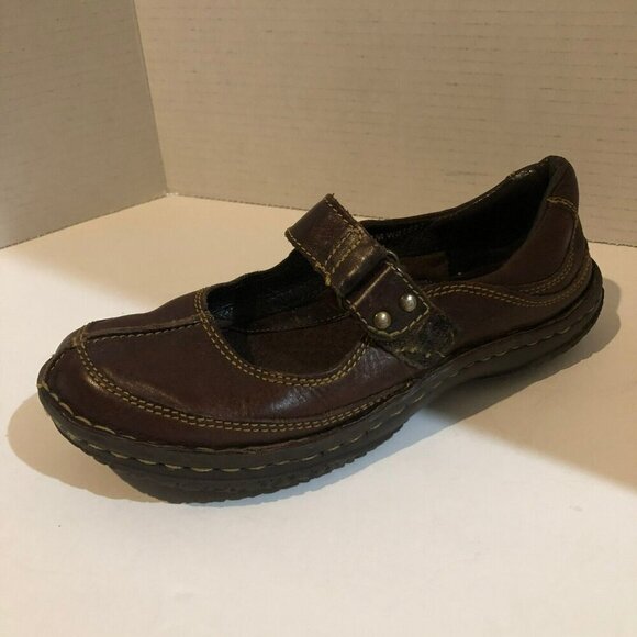 Born Womens Size 7 Dark Brown Leather Mary Jane Shoes Closed Toe Comfort Flats - Picture 2 of 10